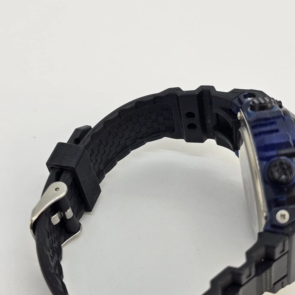 Men's Sports‎ Digital Watch 50MM Day Date Light Black Plastic Bands Working